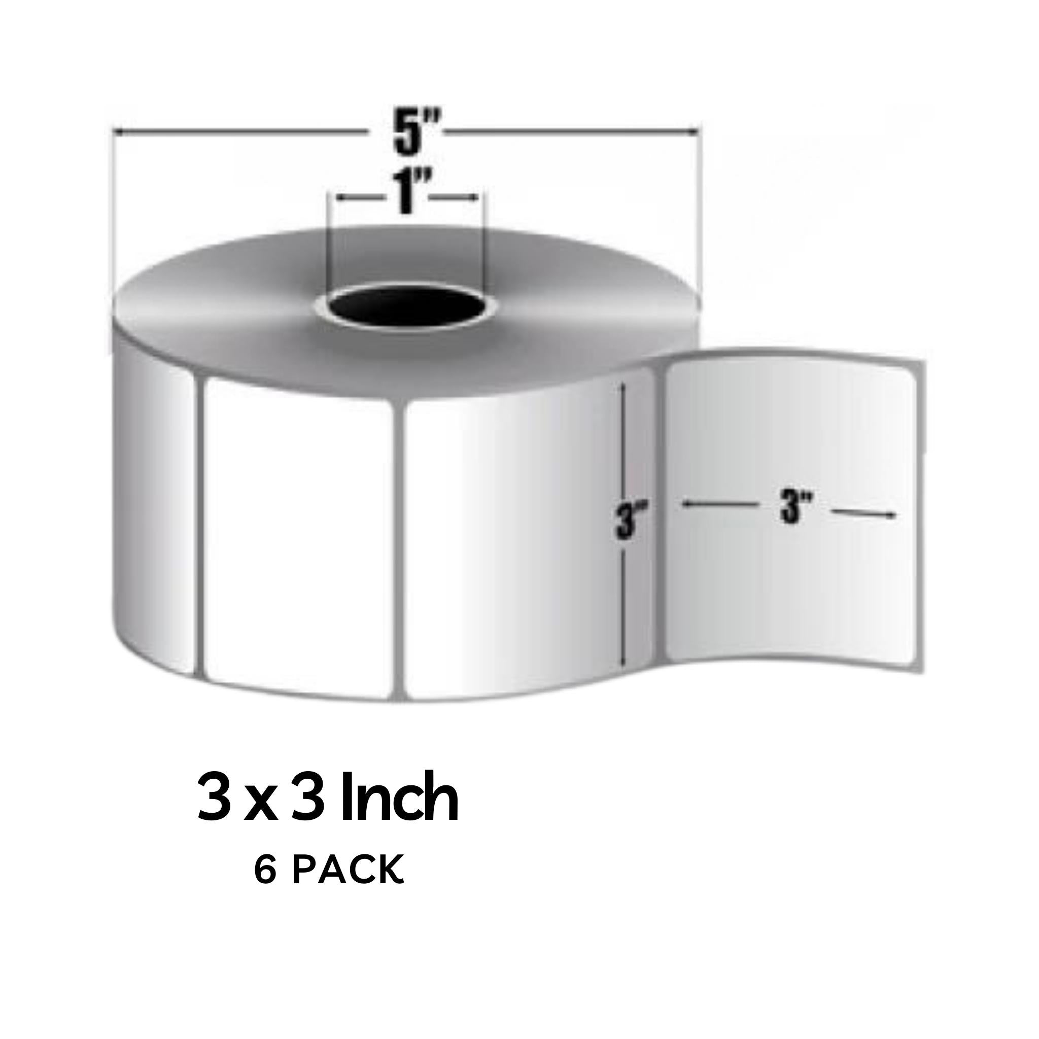 Zebra Z Perform 2000D 3x3 Inch Thermal Labels - 840 Labels per Roll (6 Pack) - Ideal for Shipping, Inventory & Barcode Labeling in Warehouses & Retail Stores