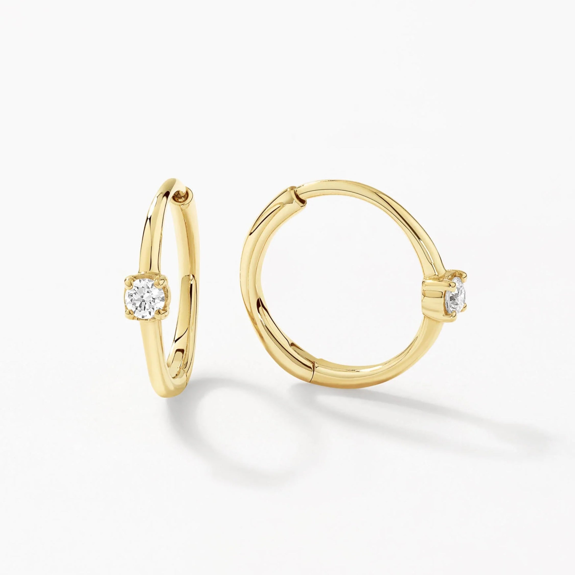 10k Gold Lab Grown Diamond Solitaire Huggie Earrings for Women - Elegant Everyday Wear & Special Occasions