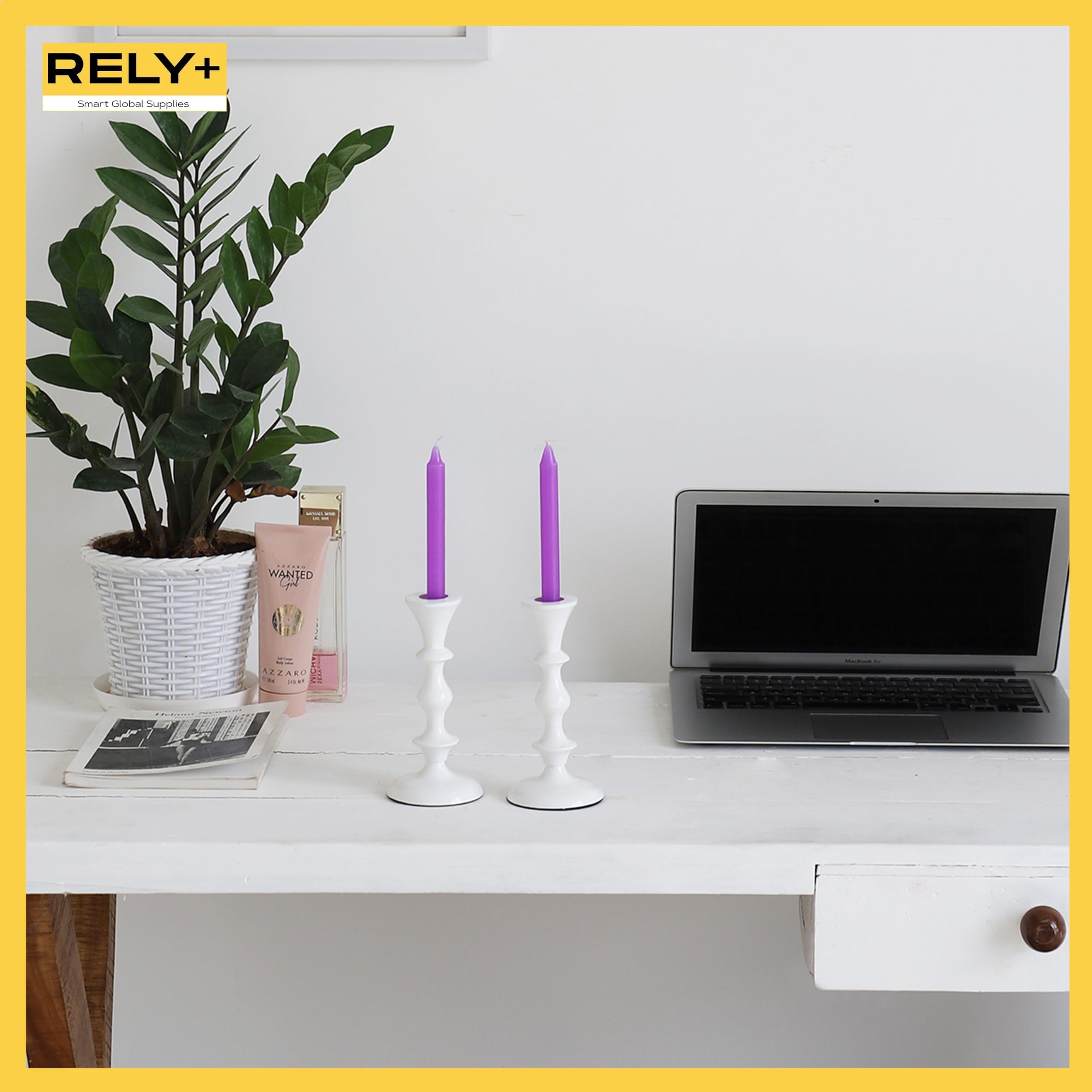Elegant White Candle Holders Set of 2 - Decorative Taper Candle Sticks for Wedding, Dinner Party & Home Decor - Perfect Centerpiece for Romantic Tablescapes, Holiday Decorations and Special Occasions