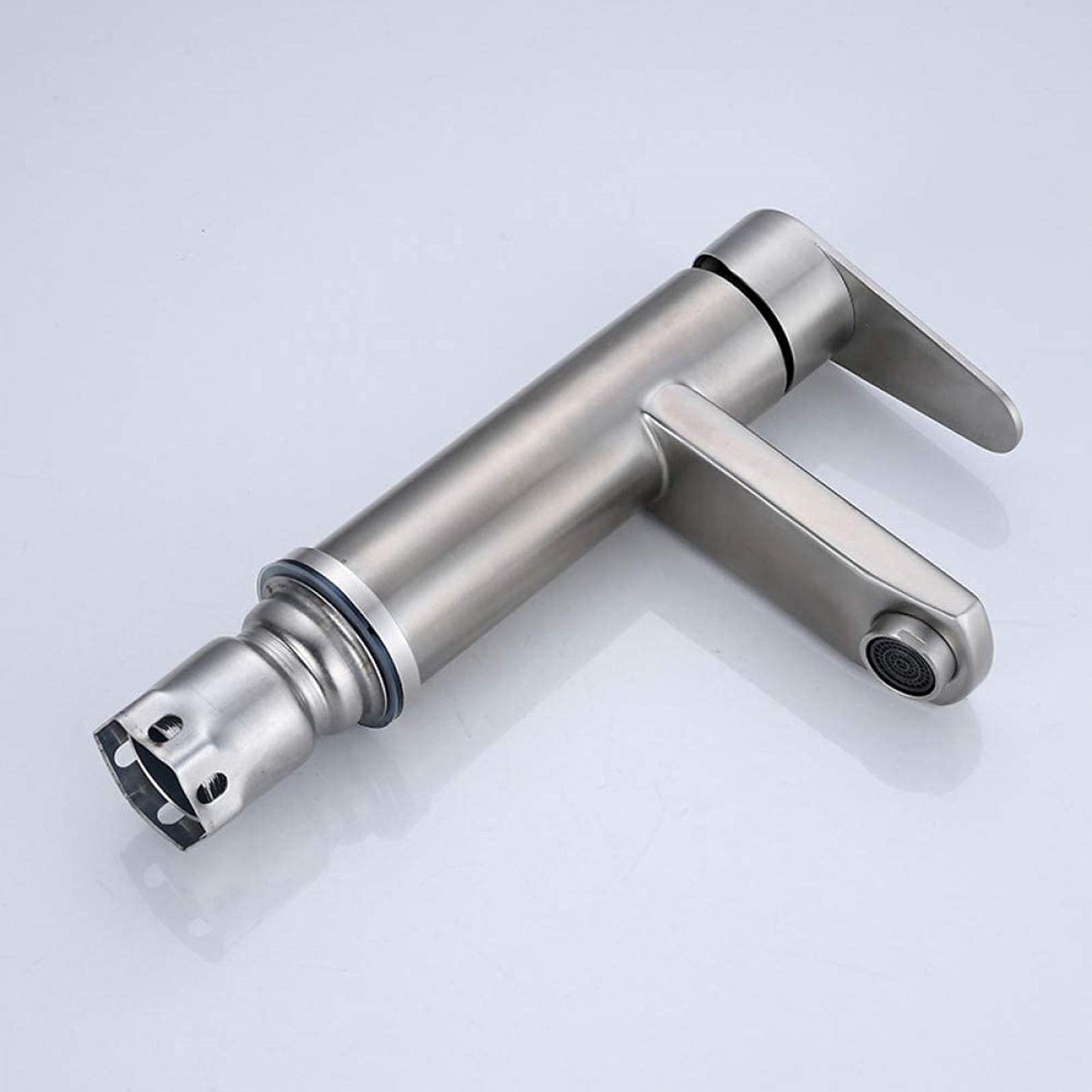 304 Stainless Steel Single Hole Bathroom Sink Faucet - Hot and Cold Water Mixer Tap for Washbasin, Basin, Kitchen - Perfect for Modern Homes & Commercial Spaces