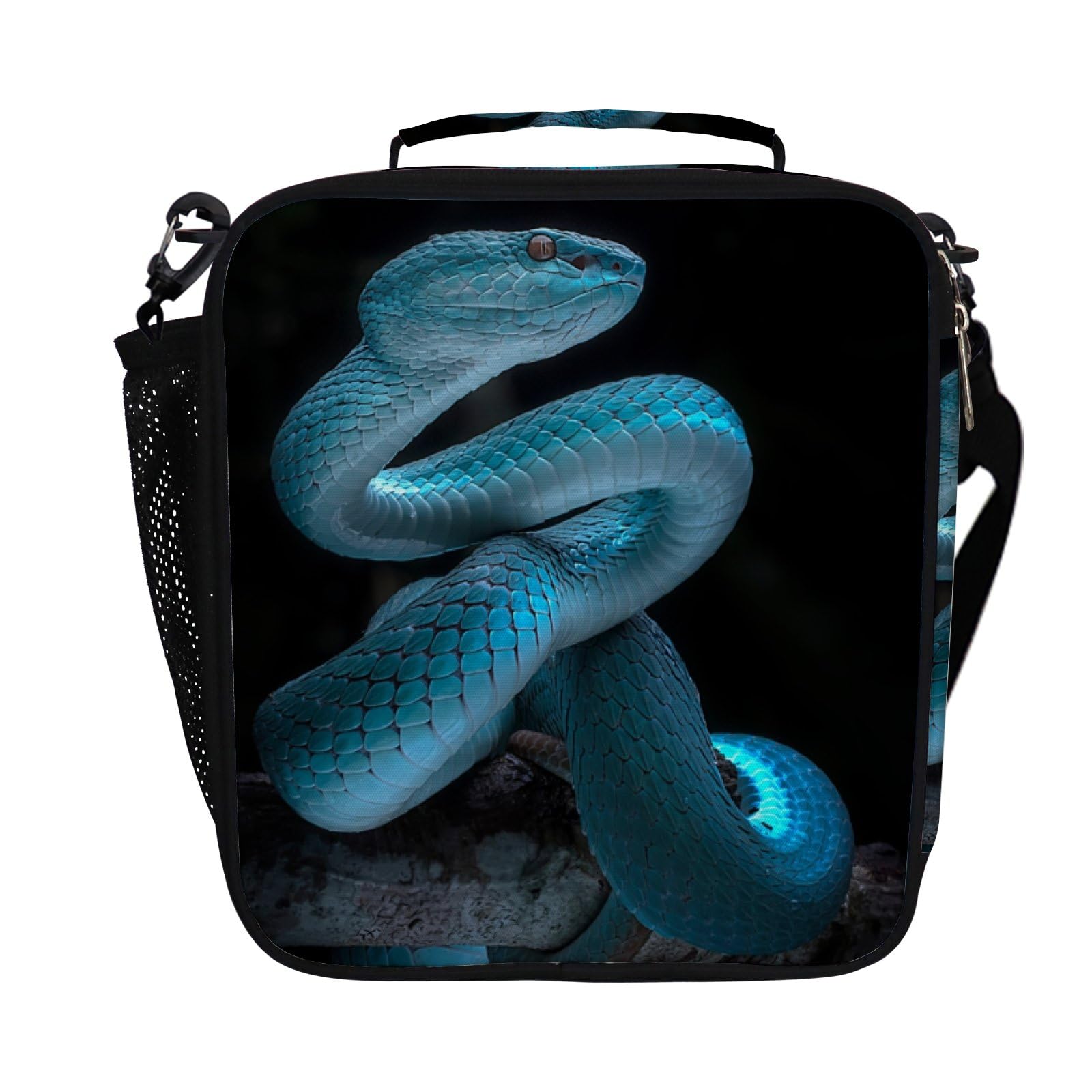 Insulated Snake Print Lunch Bag - Reusable Cooler Tote with Adjustable Shoulder Strap for Men & Women | Perfect for Office, School, Picnics & Outdoor Activities