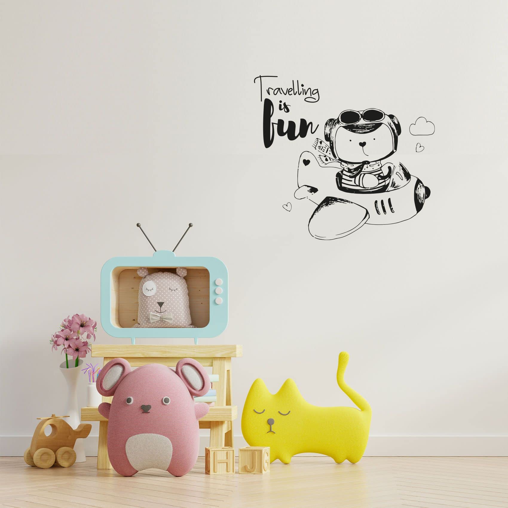 Airplane & Helicopter Wall Decal Sticker - 28x30 Inch Vinyl Art for Kids Room, Nursery, Bedroom Decor - Fun Travel Life Quote Home Decoration - Perfect for Boys, Girls & Teen Room Design