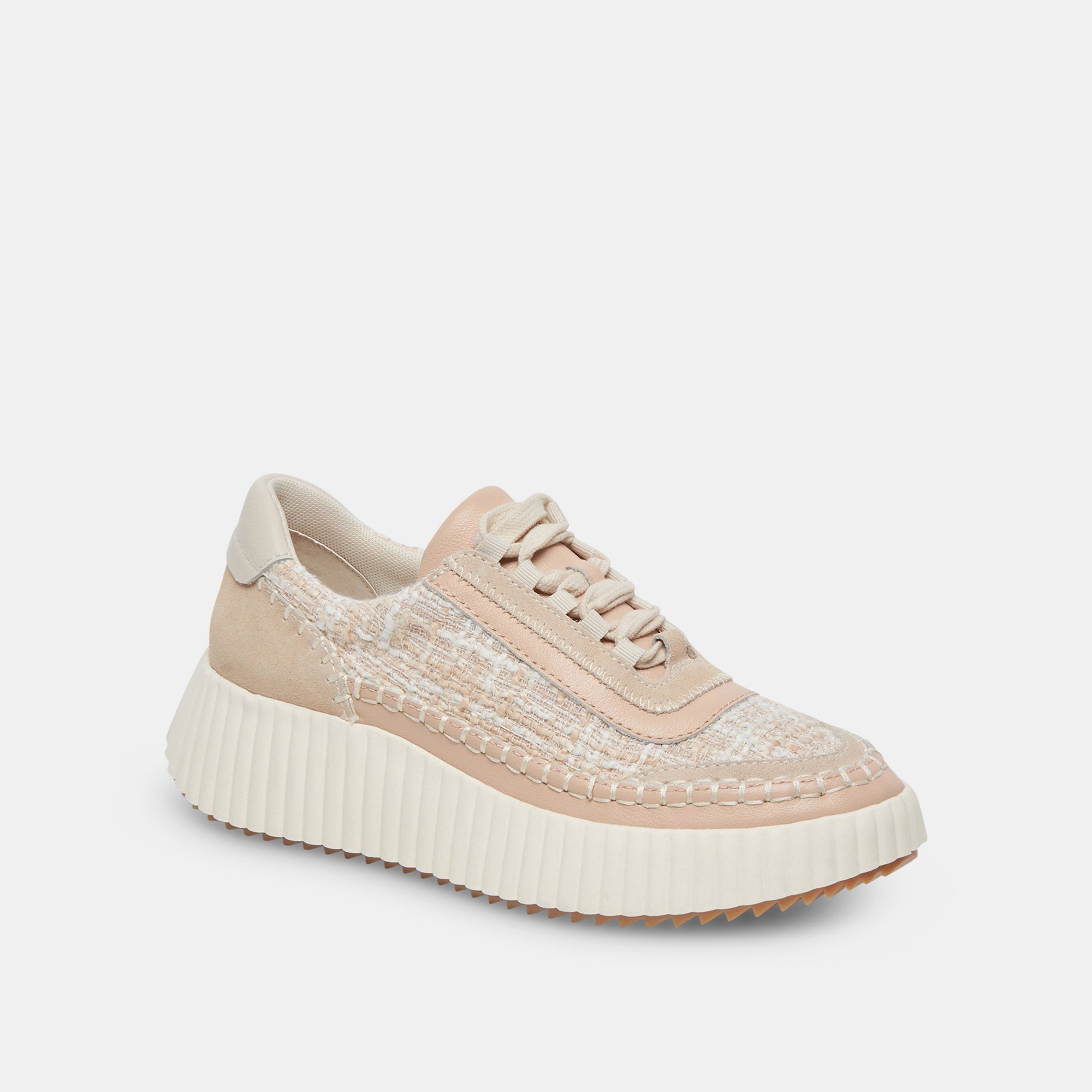DOLEN Women's Sneakers - Ivory Multi Woven Casual Shoes for Walking, Running & Everyday Wear | Comfortable Breathable Fashion Sneakers for Women | Perfect for Workouts, Errands & Street Style