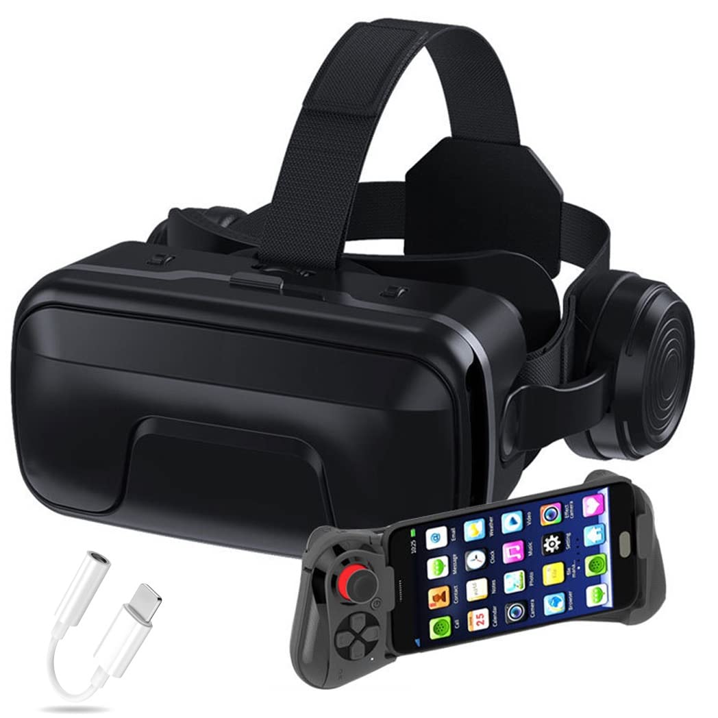 3D VR Headset with Bluetooth Controller - Compatible with iPhone 13 Pro Max/13 Pro/13/12/11, Samsung Galaxy S21, Huawei, Xiaomi Series - Immersive Virtual Reality Gaming & Movie Experience (Color: C, Size: iOS)