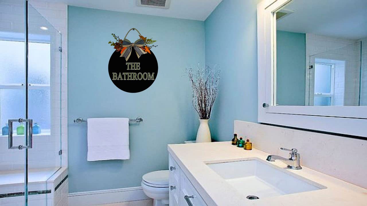 Funny Wood Bathroom Sign - Contemporary Farmhouse Wall Decor, Plastic Hanging Plaque for Toilet & Door - Perfect for Bathroom, Restroom & Home Decor