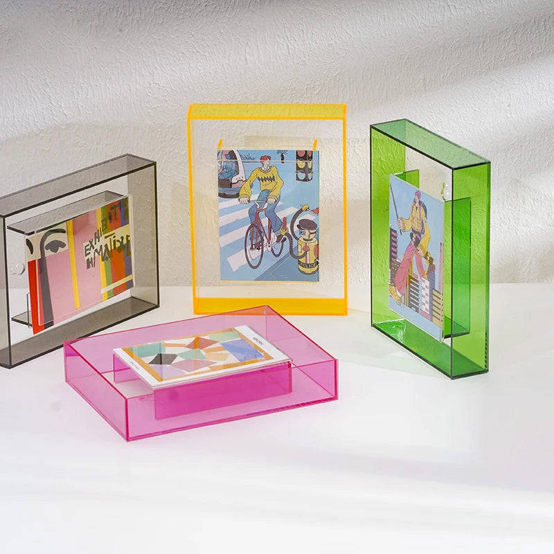 Neon Dreams Acrylic Picture Frame - Modern LED Photo Display for Wall Decor, Bedroom, Living Room & Office - Shatter-Resistant Clear Plastic Frame for 4x6, 5x7, 8x10 Photos