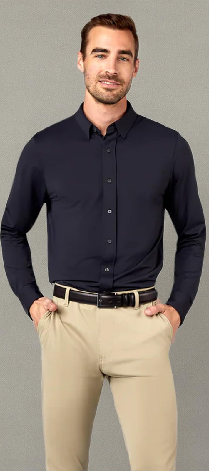 Rhone Men's Commuter Performance Dress Shirt - Wrinkle Resistant & Machine Washable Classic Fit Button Down for Business Casual & Office Wear