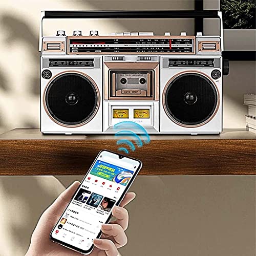 Retro Nostalgic Portable Boombox Cassette Player with AM/FM Radio, USB, Bluetooth - Perfect for Family Gatherings, Travel & Vintage Music Lovers