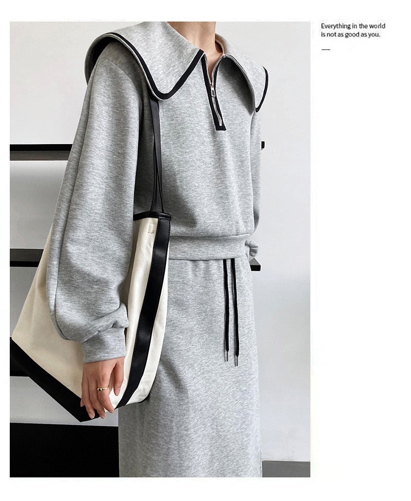 Lovevop Big Doll Lapel Sweatshirt & Skirt 2-Piece Set - Cute Casual Outfit for Women, Girls | Perfect for Dating, Shopping, and Daily Wear