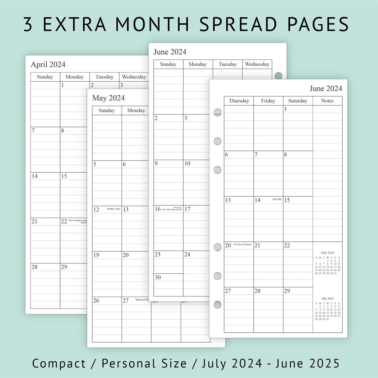 Newestor 2024-2025 Planner Refill - Weekly & Monthly Calendar from July 2024 to June 2025 - 3.75