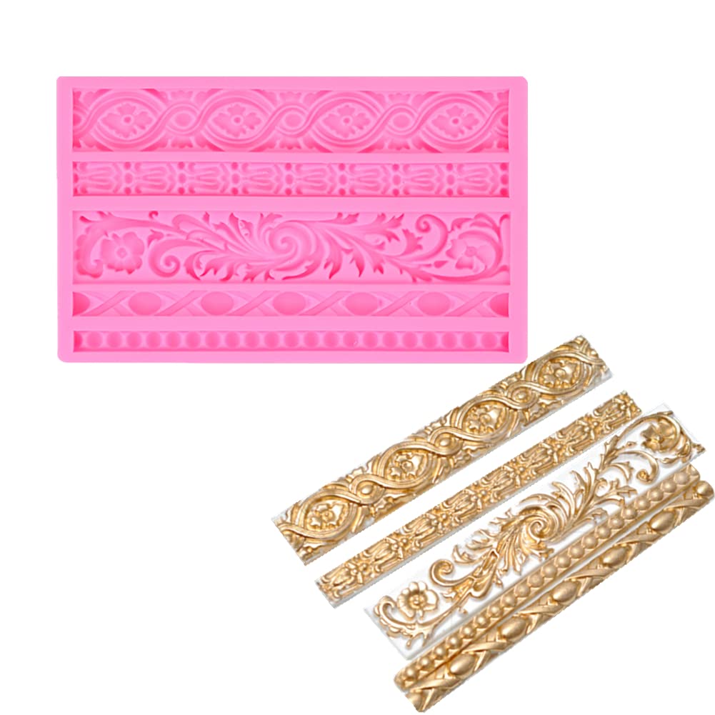 JOERSH 3Pcs Baroque Silicone Molds for Cake Decorating - Scroll Silicone Mold, Clay Molds, Fondant Molds, Chocolate Candy Molds - Perfect for Wedding, Birthday, DIY Baking & Dessert Decoration