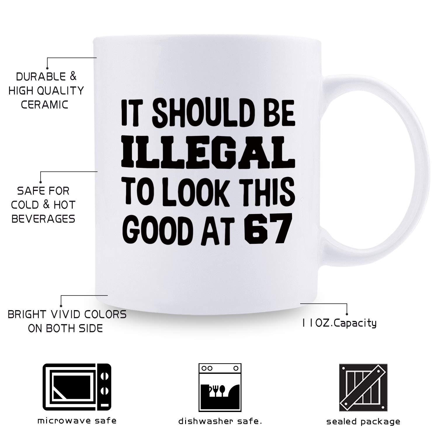 67th Birthday Gifts for Women 1952 - Funny 11oz Coffee Mug for Mom, Wife, Friend, Sister, Her, Colleague | Perfect for Office Use, Home Decor & Special Occasions