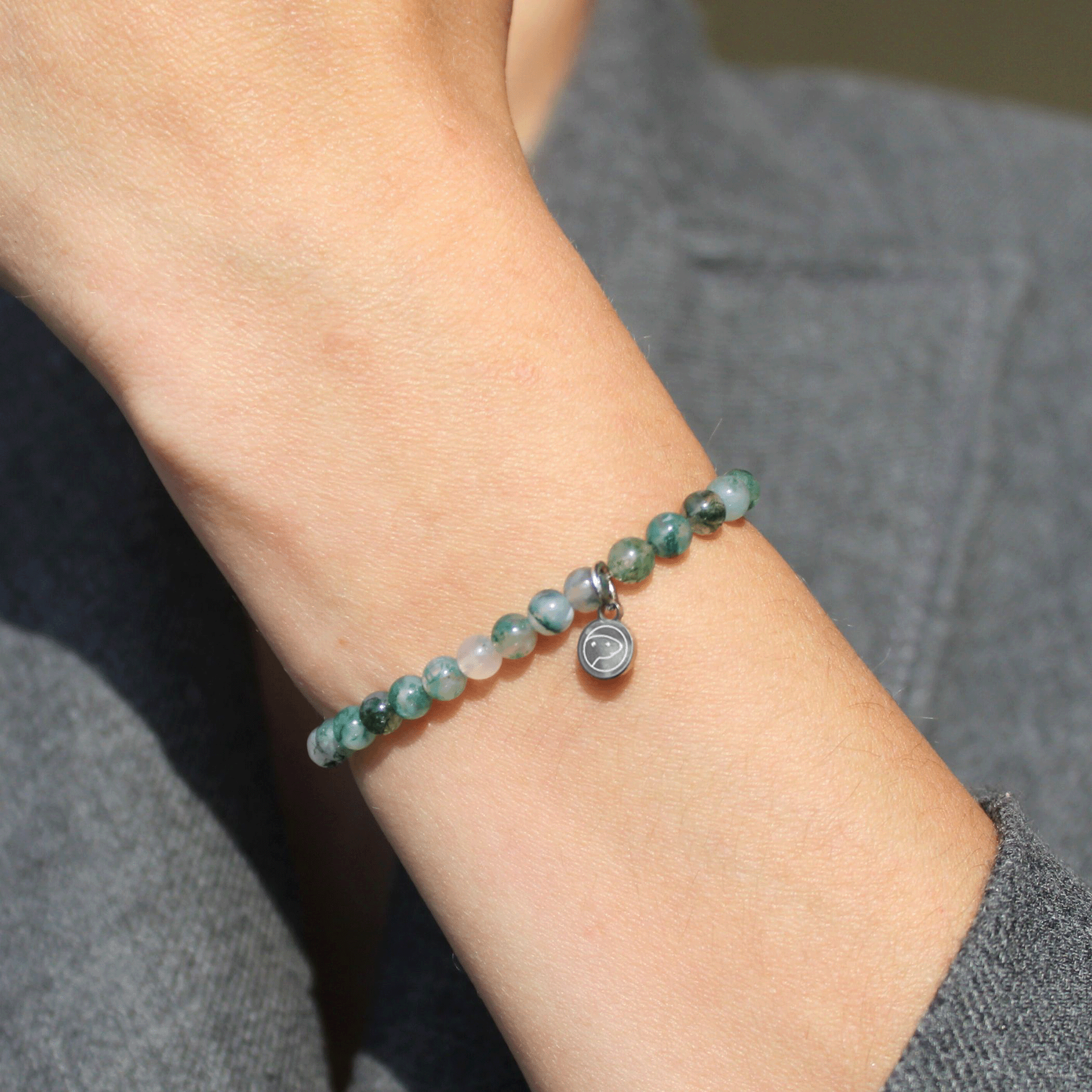 Natural Aquatic Agate Beaded Bracelet for Women - Mini Adjustable Healing Crystal Jewelry for Meditation, Yoga & Spiritual Wellness