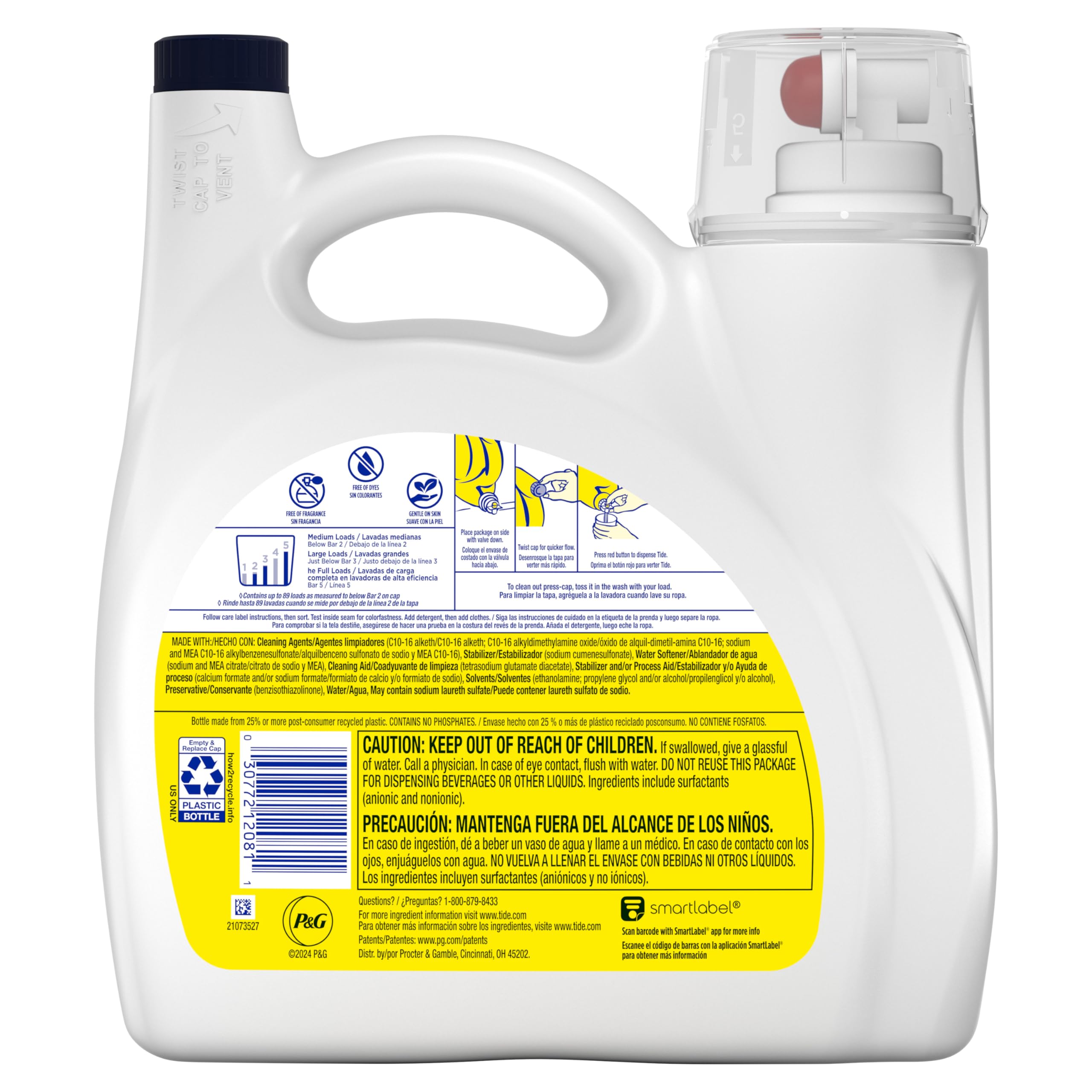 Tide Simply Free & Sensitive Liquid Laundry Detergent - 89 Loads, 117 oz - Hypoallergenic & Dye-Free for Sensitive Skin - Perfect for Babies, Kids & Allergy-Prone Families - Gentle Yet Effective Cleaning for Everyday Laundry