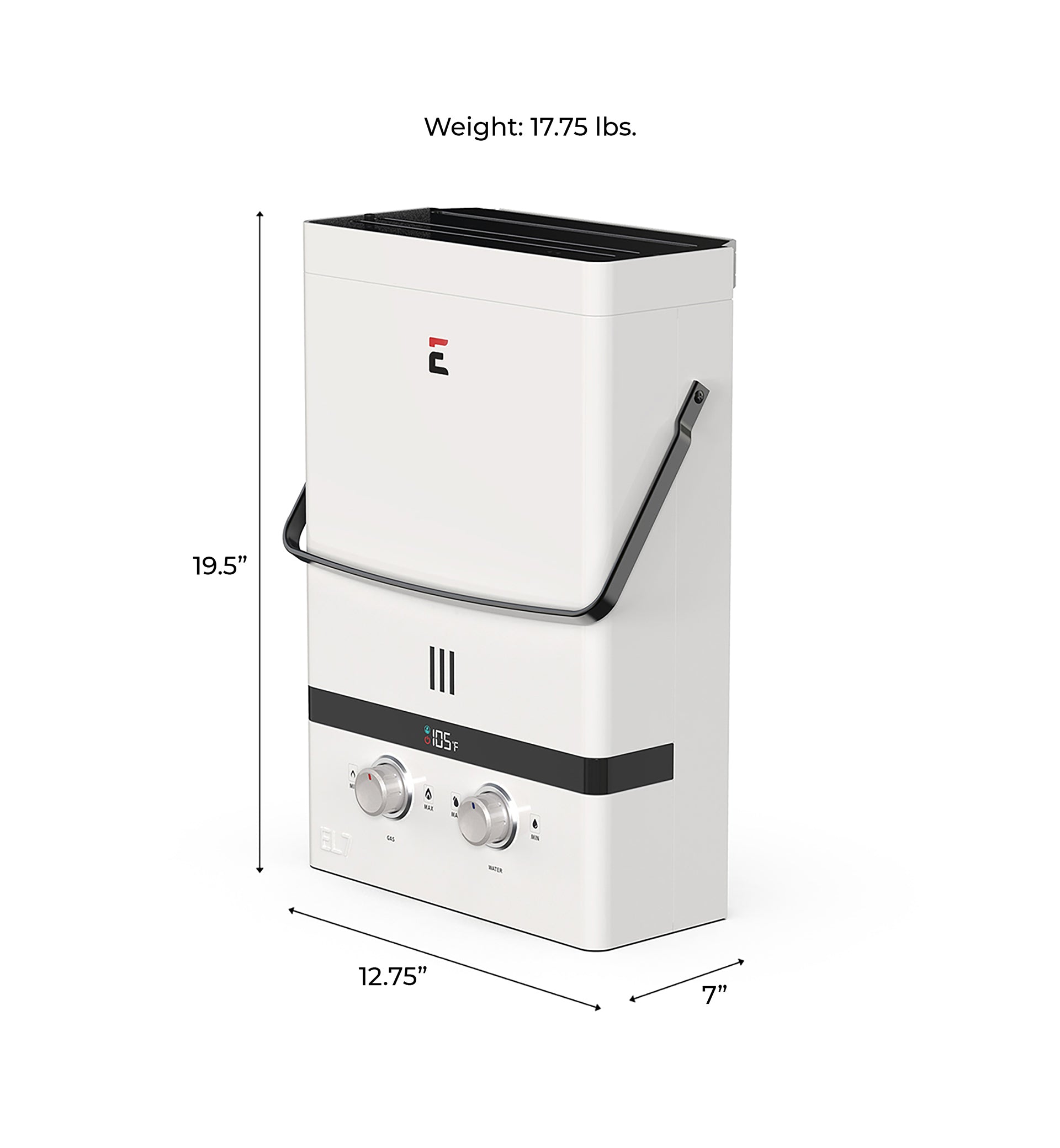 Eccotemp EL7 Luxe Tankless Water Heater - 1.85 GPM Liquid Propane Outdoor Water Heater with 80 PSI - Perfect for RV, Camping, and Off-Grid Living