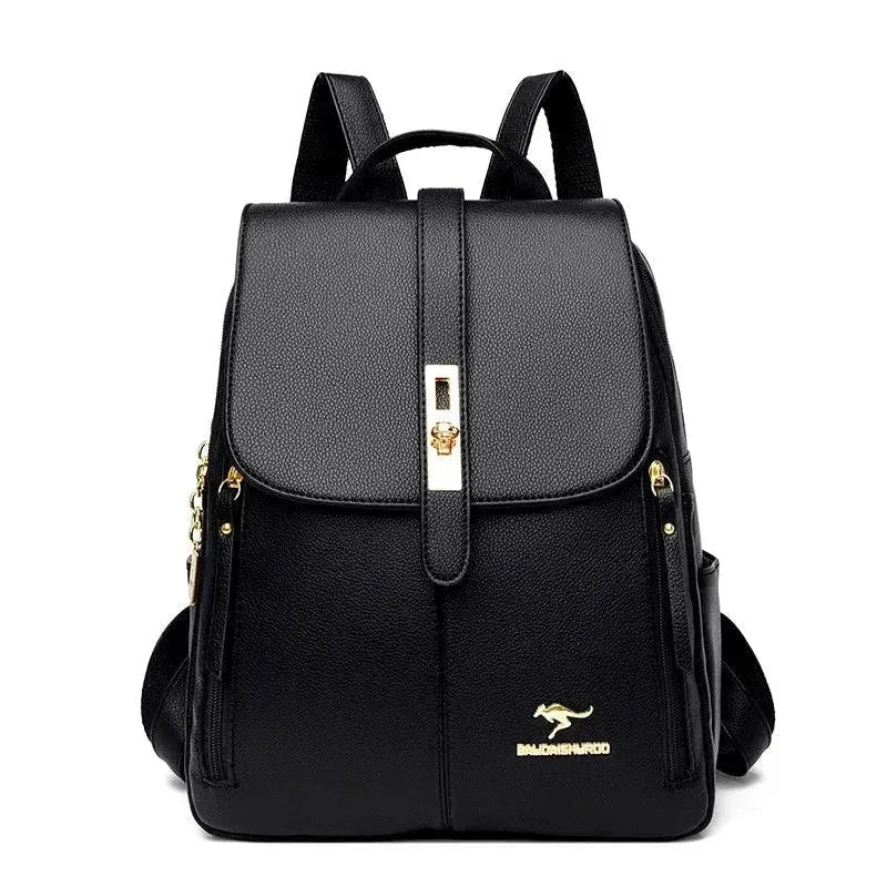 Vintage Style Luxury Leather Women's Backpack - Fashionable Travel & Work Bag for Everyday Use