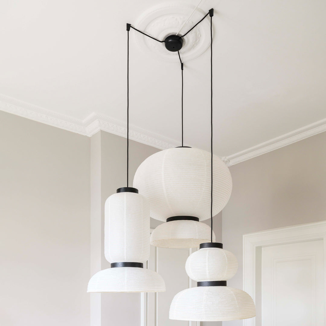 Formakami JH3 Pendant Light - Modern Paper Pendant Lamp for Dining Room, Living Room & Bedroom | Scandinavian Style Hanging Light Fixture with Rattan Shade