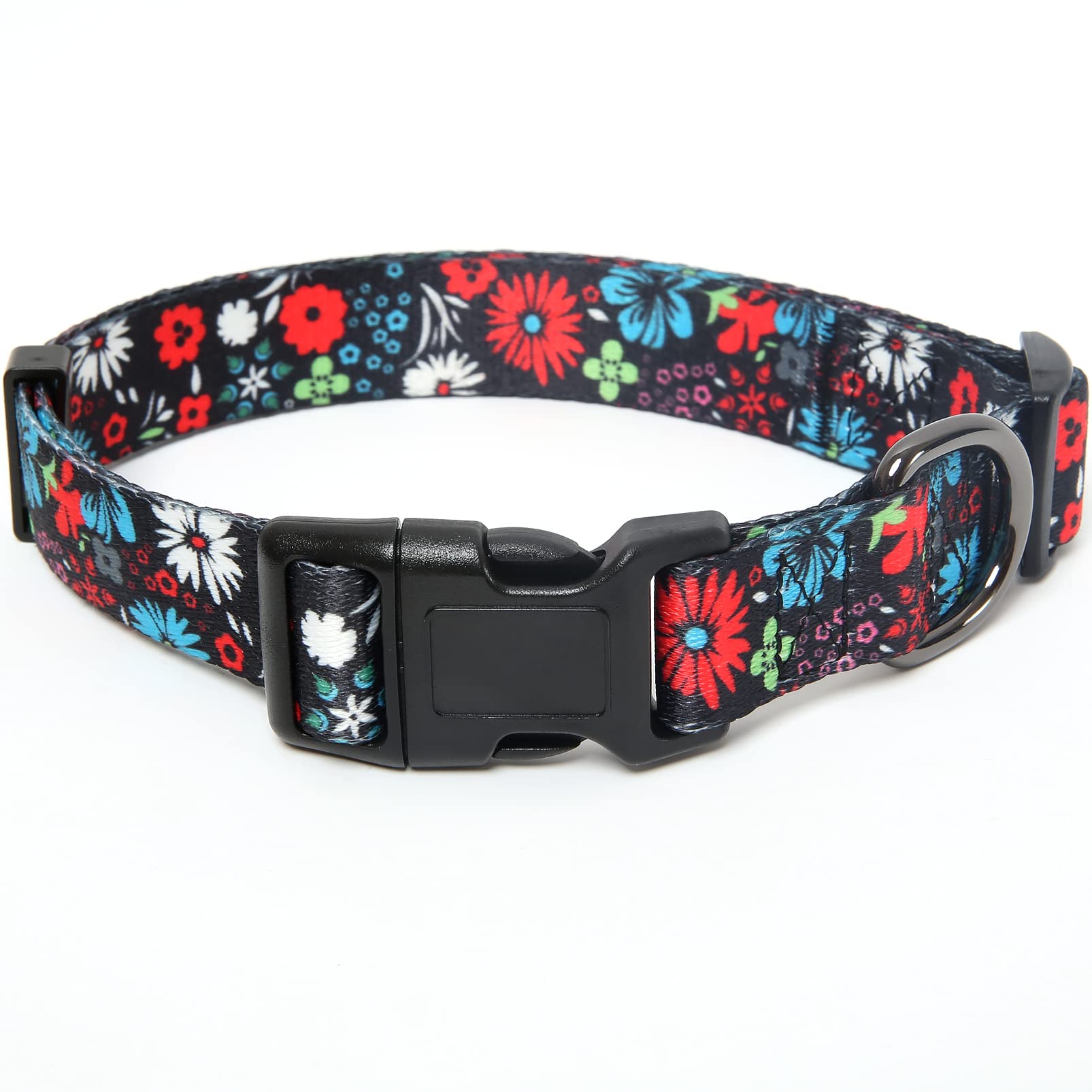 Floral Print Dog Collar - Soft Adjustable Pet Collar for Small Medium & Large Dogs - Comfortable & Durable for Daily Walks, Training & Outdoor Adventures