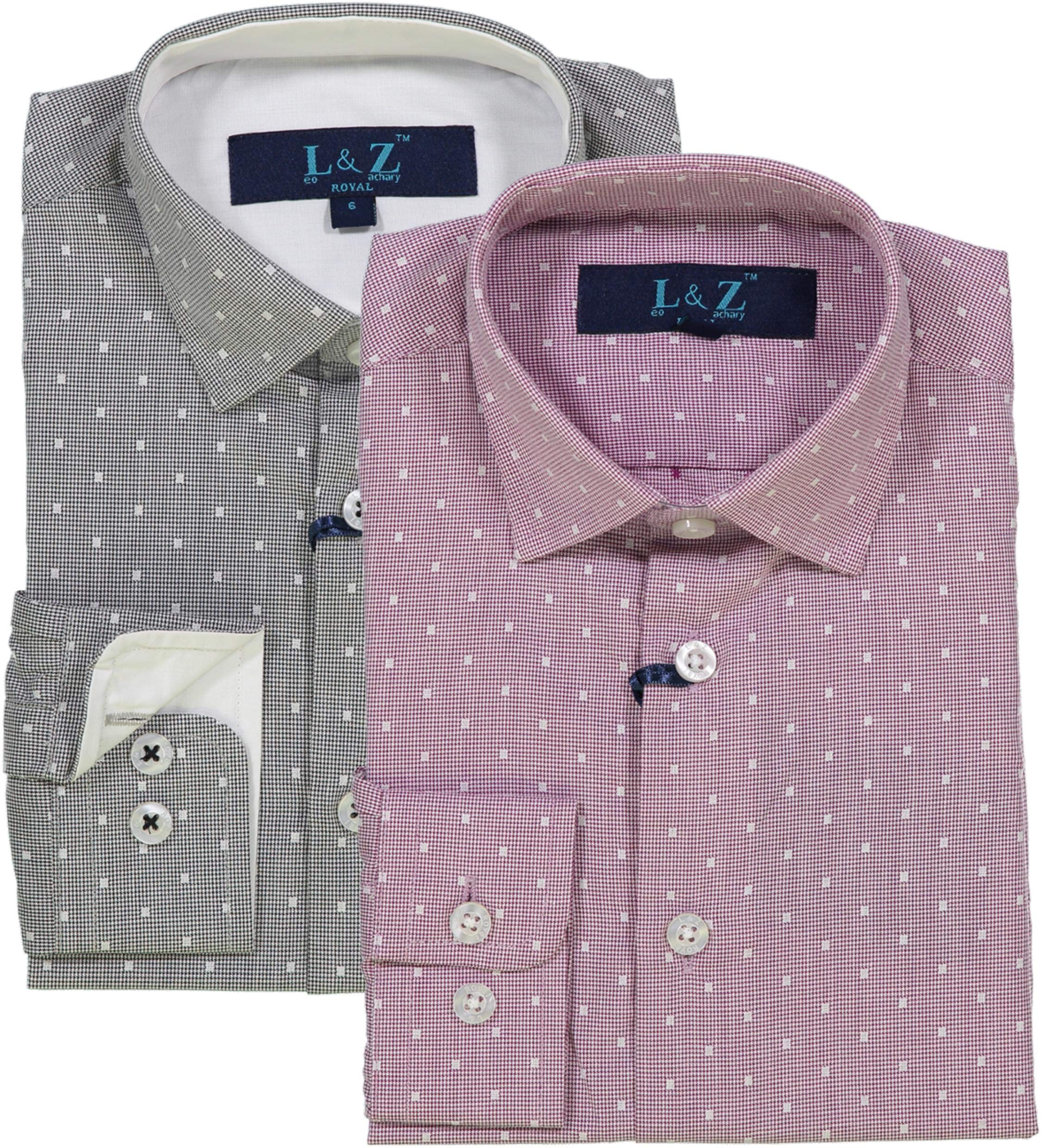 L & Z Royal Boys Long Sleeve Square Dress Shirt - Classic Black Formal Shirt for Kids - Perfect for School, Weddings & Special Occasions - Size 2/3