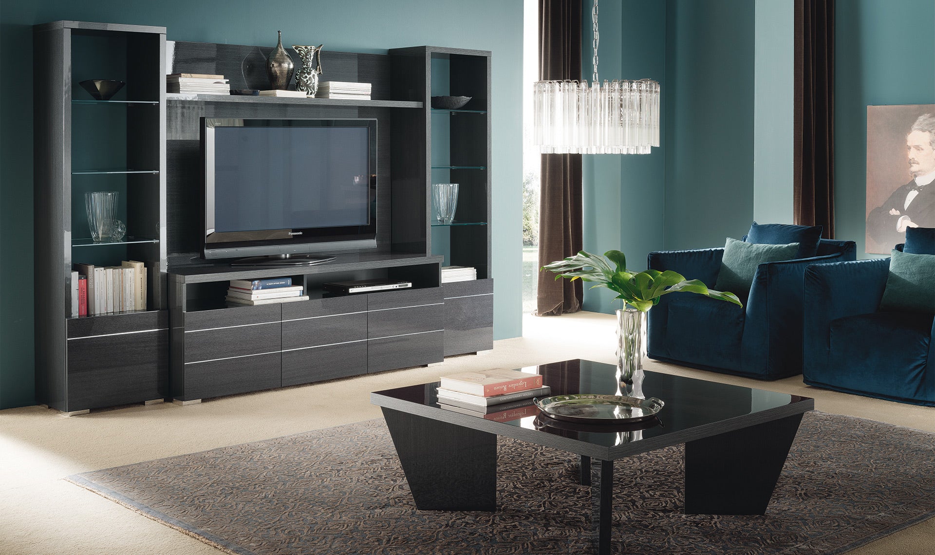 ALF Versilia High Gloss TV Stand - Modern Entertainment Center with Storage for Living Room, Bedroom & Home Theater