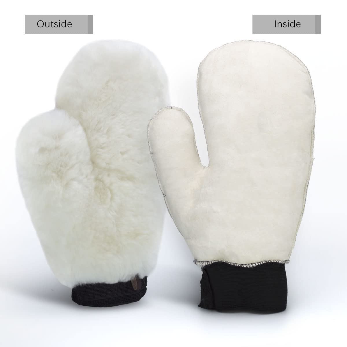Gracefur Ultra-Soft Double-Sided Sheepskin Car Wash Mitt - Scratch-Free Lambswool Detailing Glove for Cars, Trucks & SUVs (Extra Large, White) - Gentle Hand Wash & Wax Application for Showroom Shine
