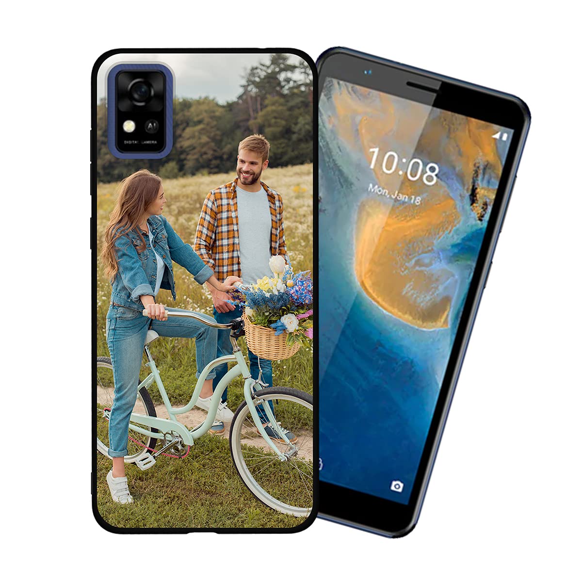 Customized Photo Case for ZTE Blade A31 - Personalized Picture Phone Cover, Shockproof Silicone Case with Soft Candy Design, Perfect Christmas Birthday Thanksgiving Gift (Black) - Ideal for Daily Protection & Special Occasions