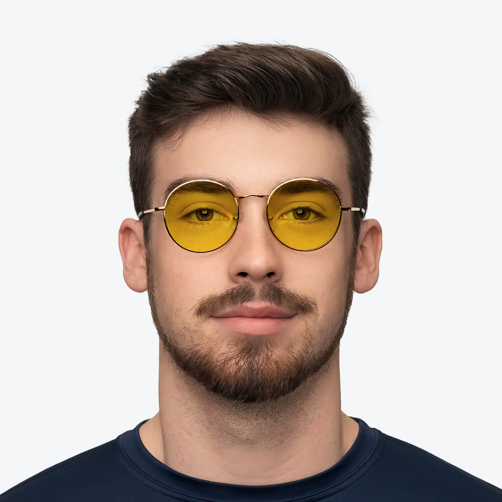 DayMax Elton Glasses - Gold Frame Retro Round Sunglasses for Men & Women | UV Protection, Lightweight & Stylish | Perfect for Driving, Beach, and Outdoor Activities