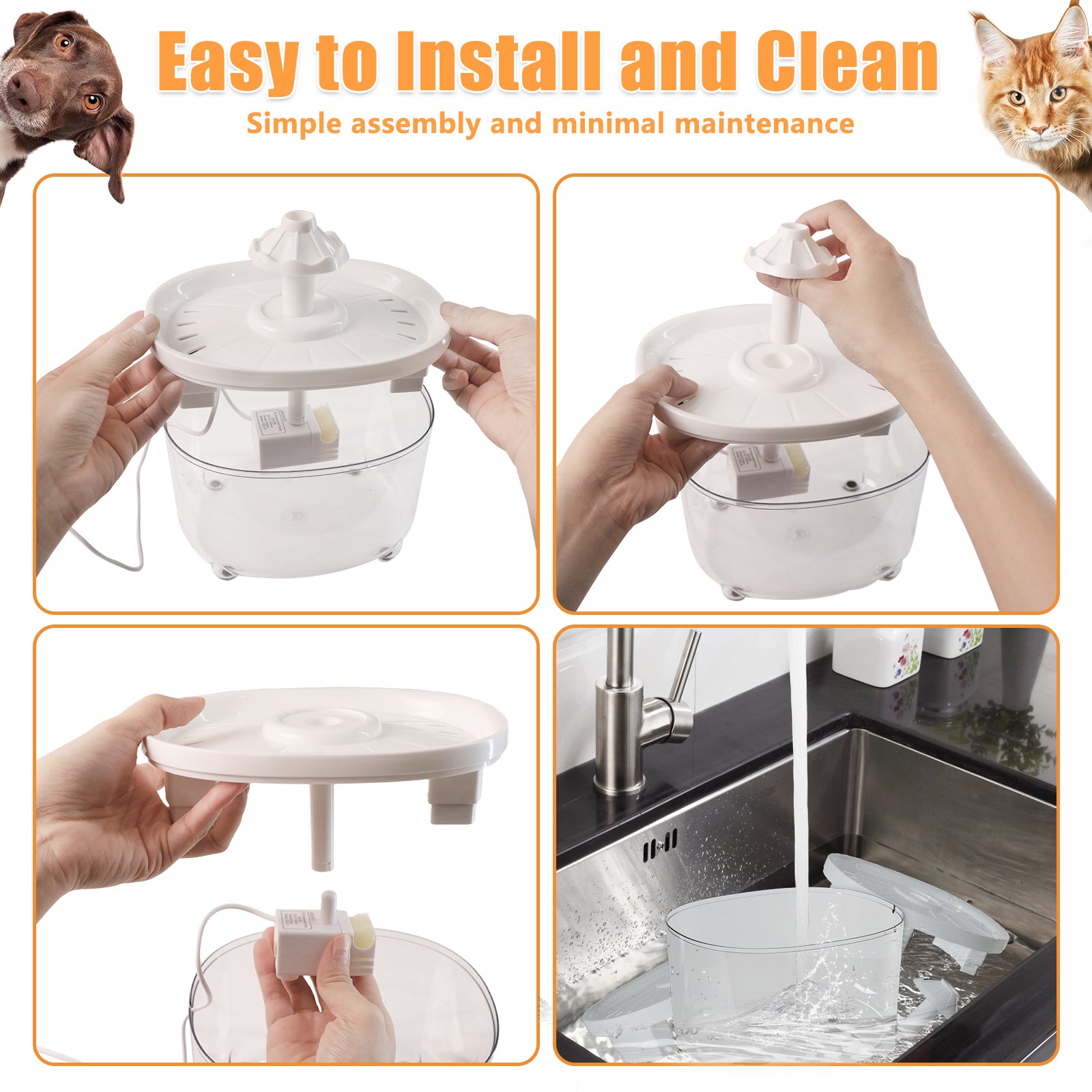 2.8L/95oz Automatic Pet Water Fountain - BPA-Free Electric Drinking Bowl for Cats & Dogs - Ideal for Home, Office, or Travel Use