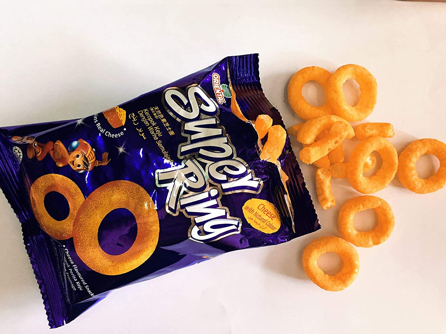 Malaysian Super Ring Classic Cheese Flavor Snack - Halal Certified Teatime Biscuits, 60g x 3 Pack (180g Total) - Perfect for Family Sharing, Movie Nights & Office Snacks
