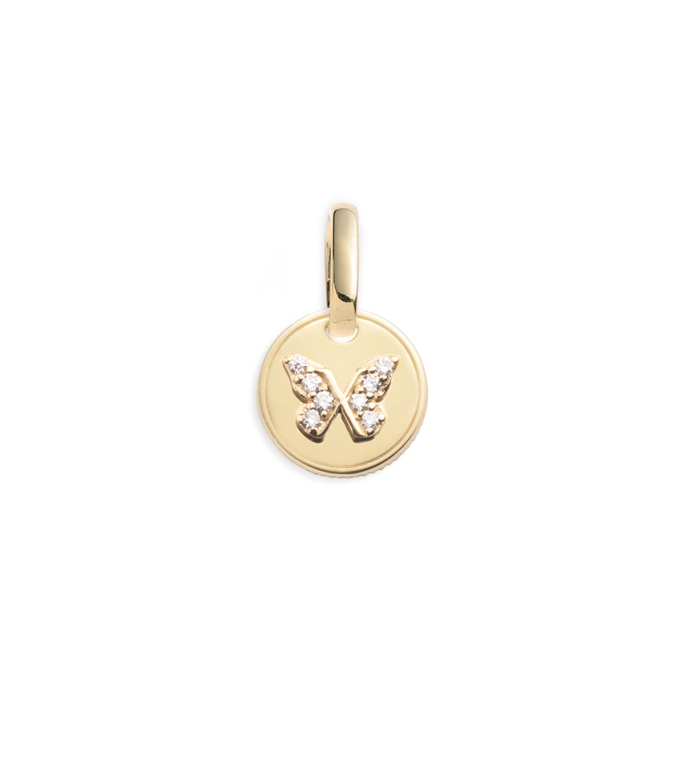 Pave Diamond Butterfly Reverie Mini Coin Necklace with Annex Link - Elegant Jewelry for Women, Perfect for Parties, Weddings & Special Occasions
