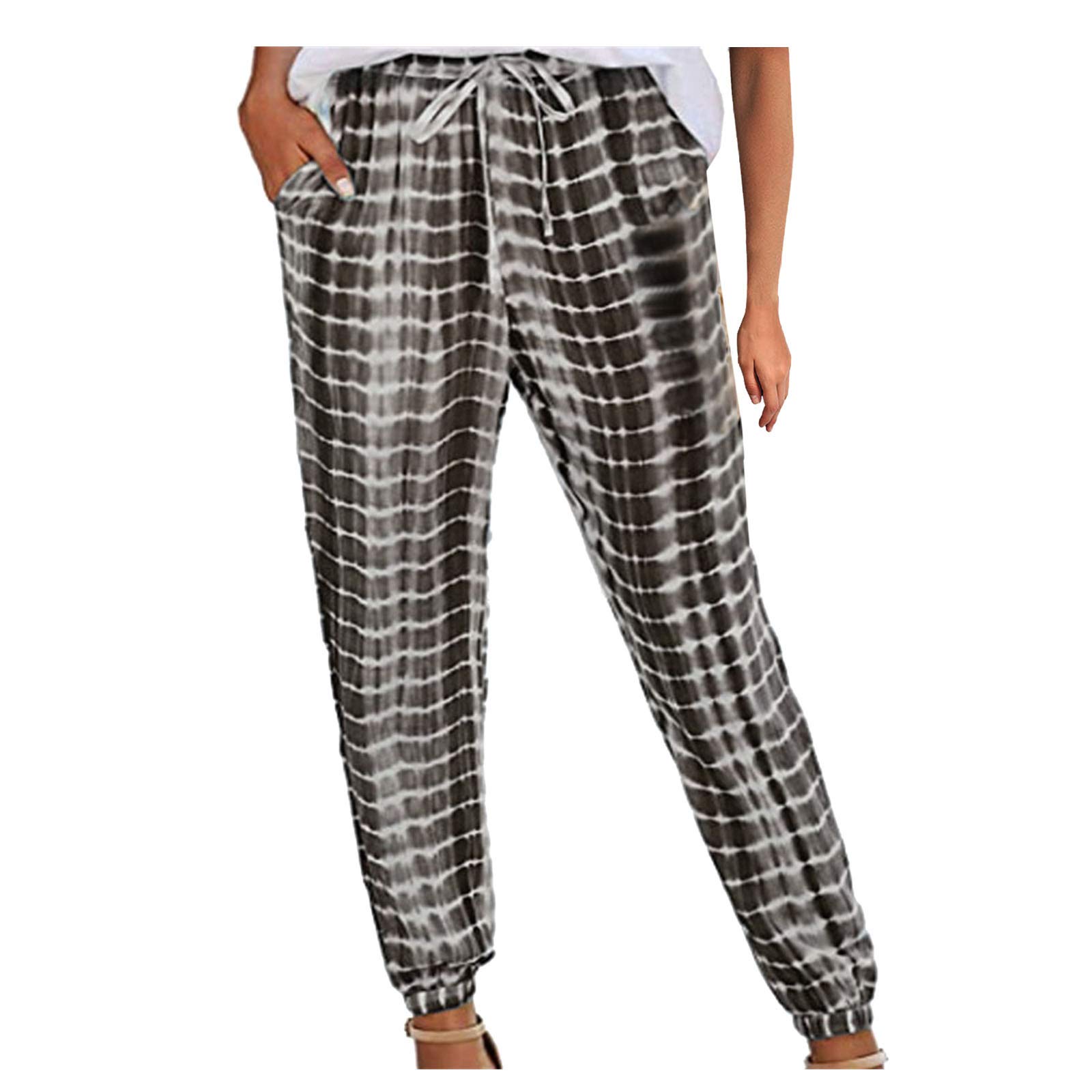 Women's High Waist Tie-Dye Striped Sweatpants - Loose Fit Casual Running Pants with Pockets | Perfect for Yoga, Gym Workouts & Lounge Wear