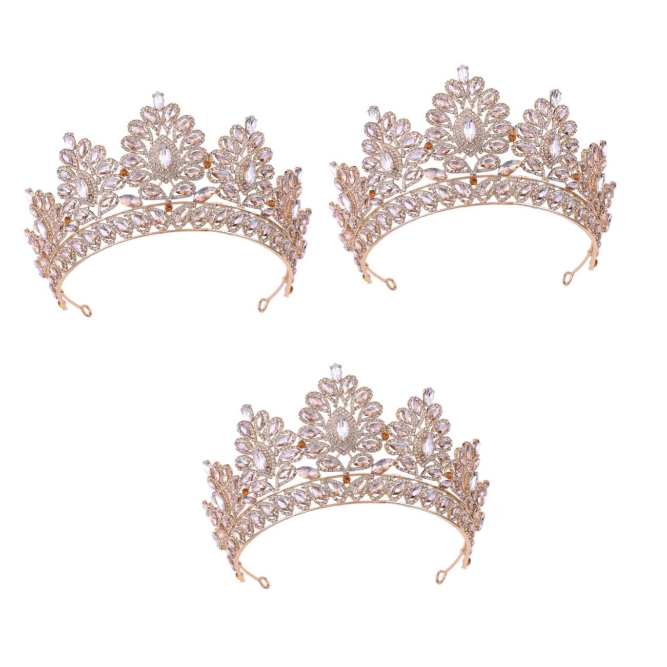 FOMIYES 3-Piece Vintage Crystal Tiara Set for Weddings | Baroque Bridal Hair Accessories, Bride Crown & Headpiece for European/American Style Brides | Perfect for Weddings, Birthday Parties & Special Occasions