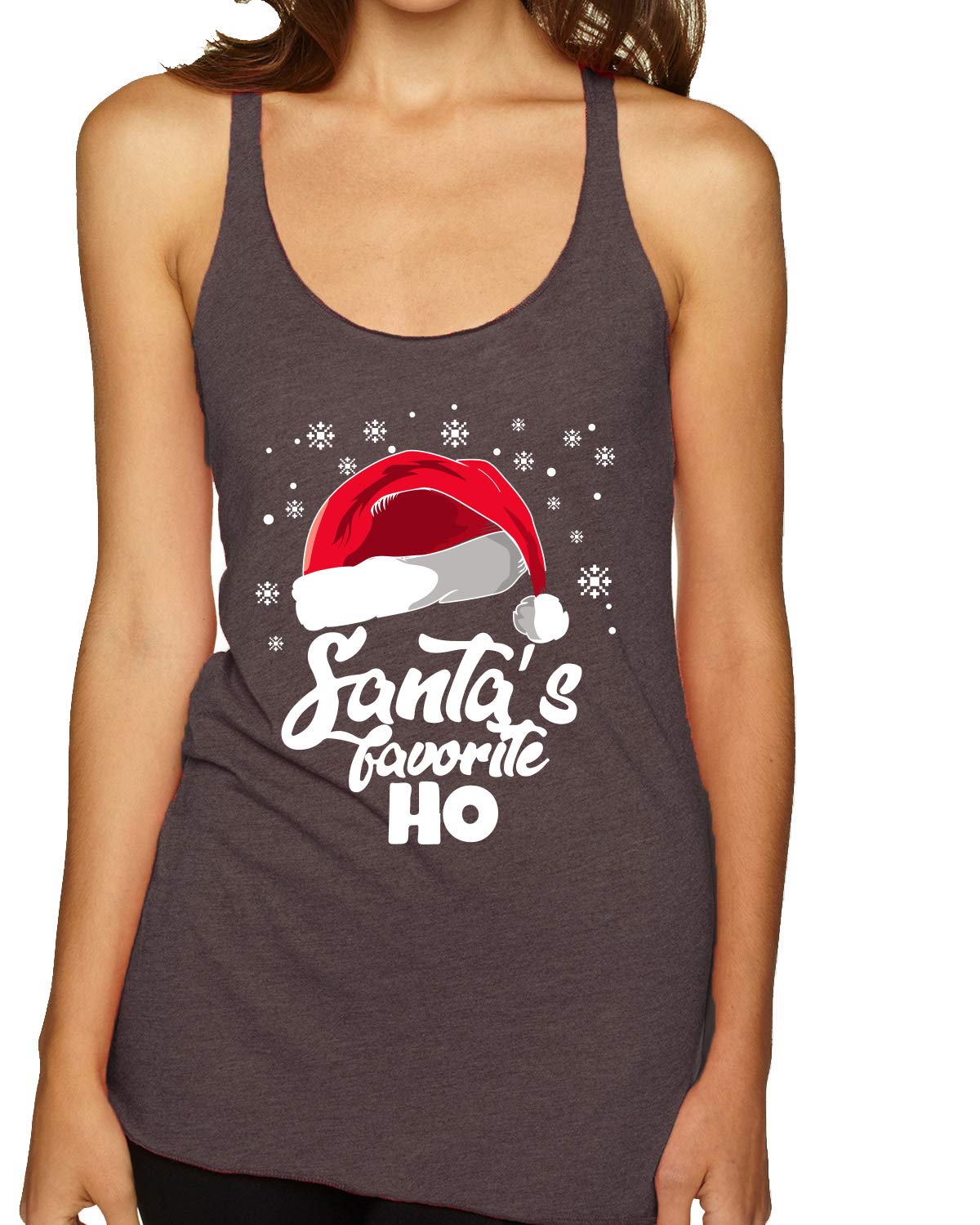 Santa's Favorite Ho Christmas Tri-Blend Racerback Tank Top - Festive Holiday Women's T-Shirt for Christmas Parties & Ugly Sweater Contests