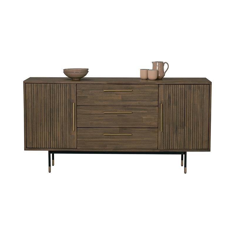 HAMILTON Solid Acacia Wood Sideboard Buffet - 63 Inch Rustic Toffee Brown Dining Room Storage Cabinet for Kitchen, Living Room & Entryway