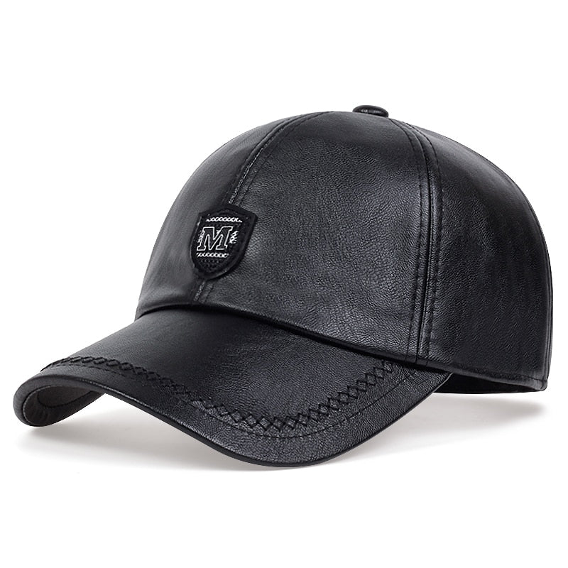 Stylish Leather Baseball Cap for Men & Women - Adjustable Snapback Hip Hop Dad Hat for Autumn & Winter Warmth | Perfect for Sports, Casual Wear & Street Fashion