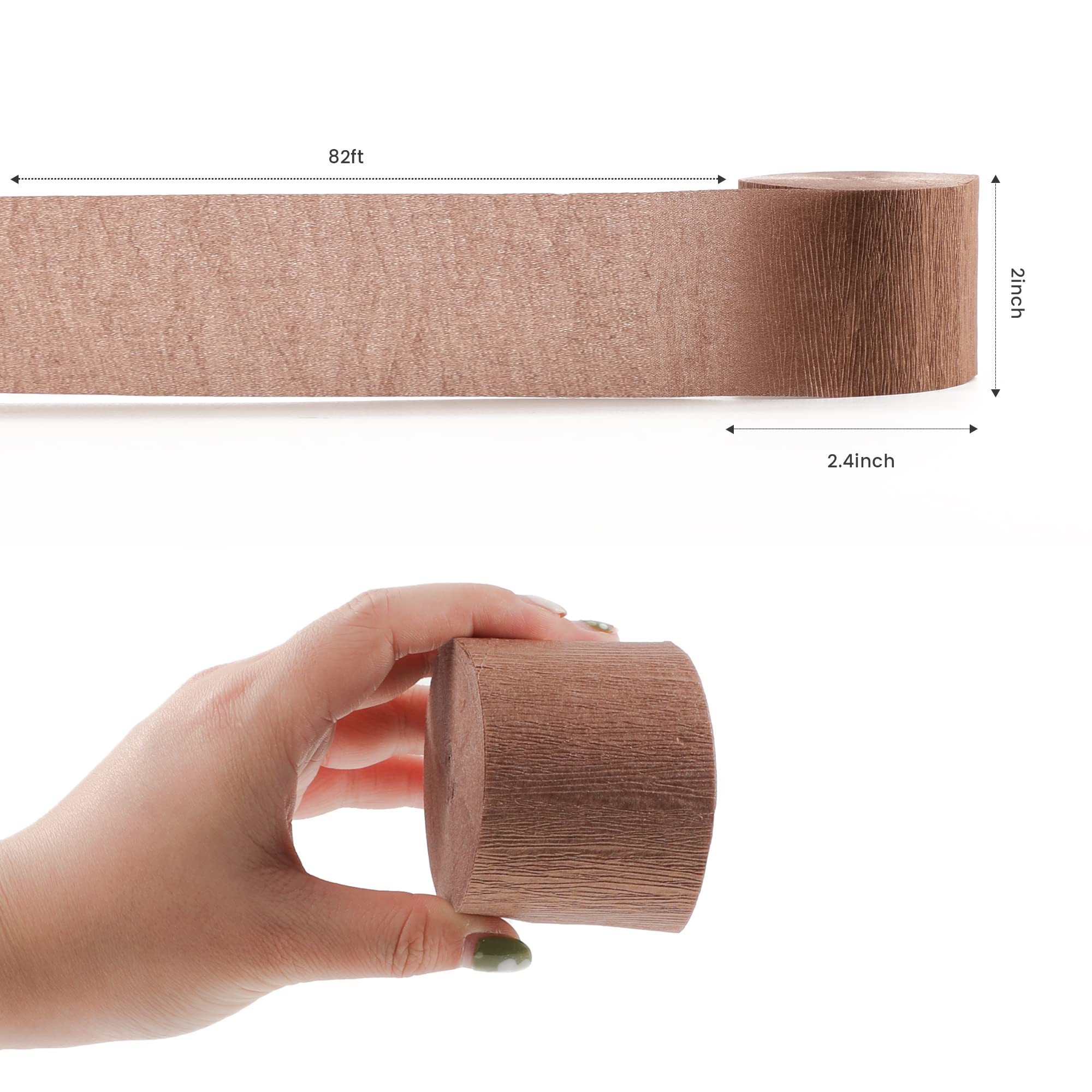 Fonder Mols 12 Rolls Rose Gold & Dusty Pink Crepe Paper Streamers - Elegant Wedding, Bachelorette, Birthday Party Decorations | Perfect for Baby Showers, Bridal Showers & Romantic Party Backdrops