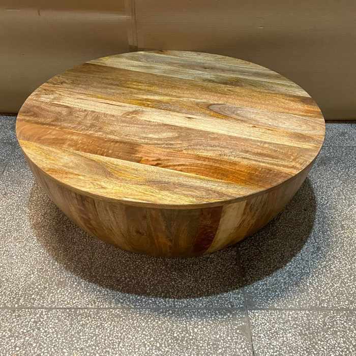 Handmade Carved Indian Mango Wood Hemisphere Coffee Table - 35.4
