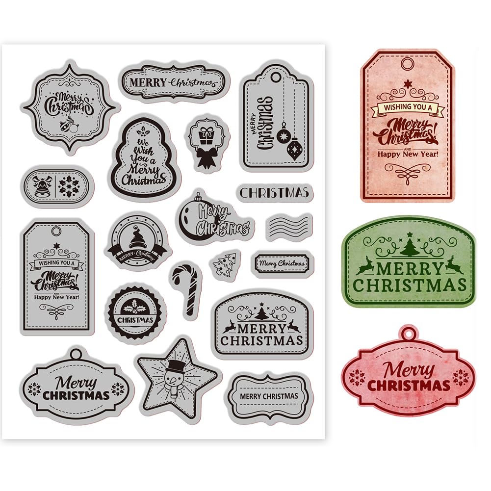 Christmas Rubber Stamps Set - 7.09x8.66 Inch EVA Embossing Stamps with Holiday Words for DIY Scrapbooking, Card Making, Paper Crafts, Gift Wrapping & Holiday Decorations (Perfect for Christmas Cards, Gift Tags & Home Decor)