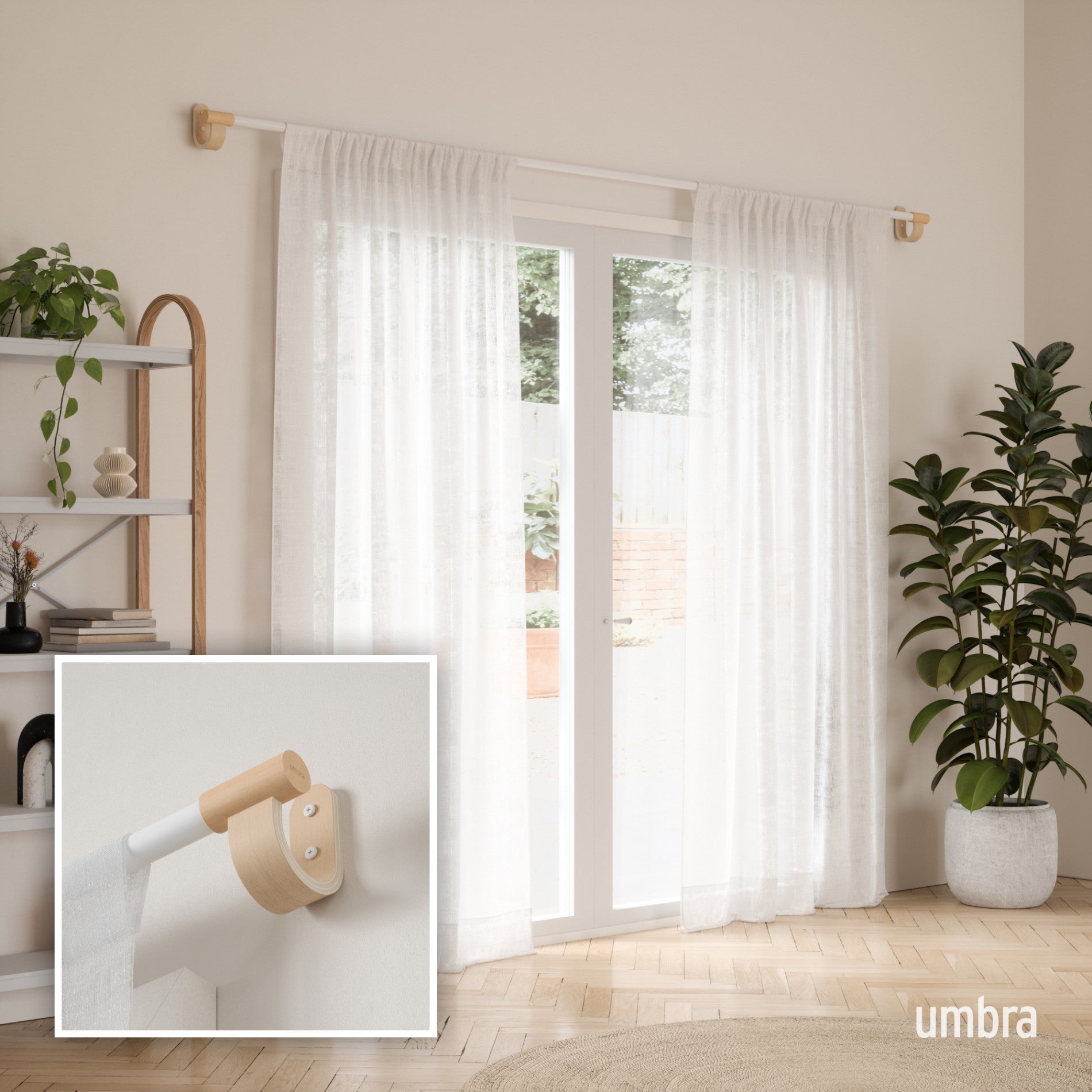 Bellwood Adjustable Curtain Rod - Heavy Duty Stainless Steel, No Drill Tension Rod for Windows, Doors, and Room Dividers - Perfect for Living Room, Bedroom, and Dorm Decor