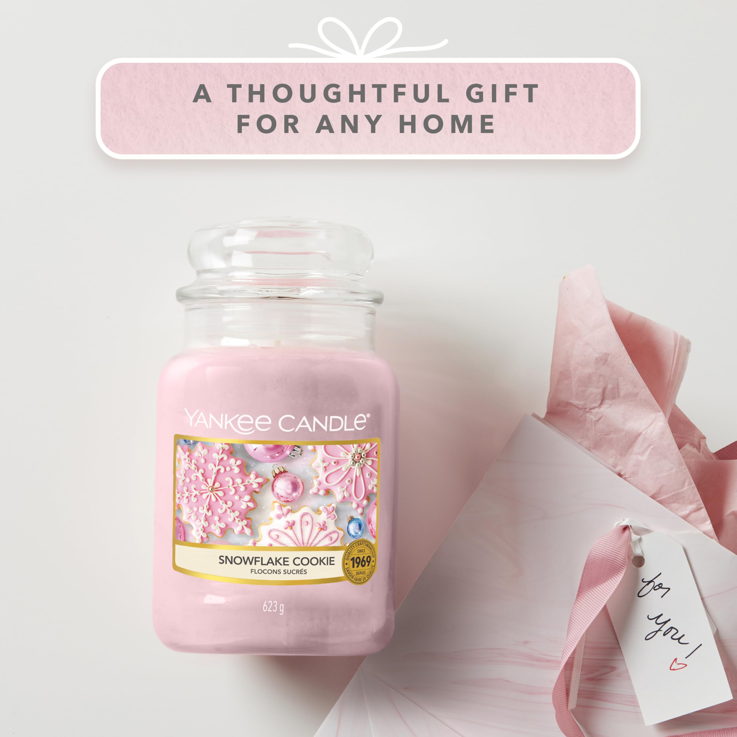 Yankee Candle Scented Candle - Snowflake Cookie Large Jar Candle (150 Hours Burn Time) | Best Christmas Gift for Women, Home Decor & Holiday Aromatherapy