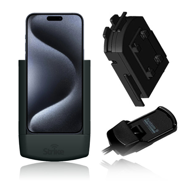 iPhone 15 Pro Car Mount with Strike Alpha Cradle & Adapter - Perfect for Bury System 9 Dashboard - Hands-Free Driving Solution for Commuters & Road Trips