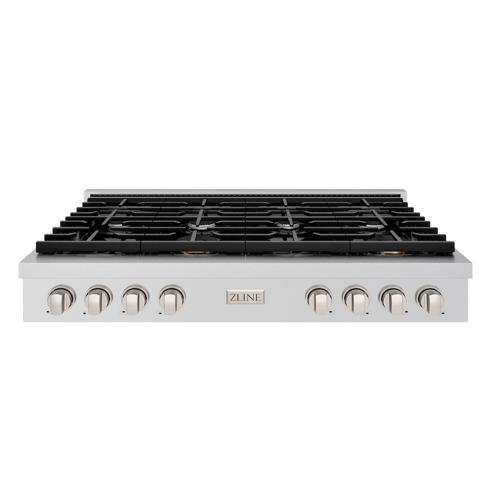 ZLINE 48-Inch Stainless Steel Gas Rangetop with 8 Burners & Porcelain Cooktop - Professional SRT48 Model for Home Chefs & Commercial Kitchens | Perfect for Large Family Cooking, Catering Events & Restaurant Use
