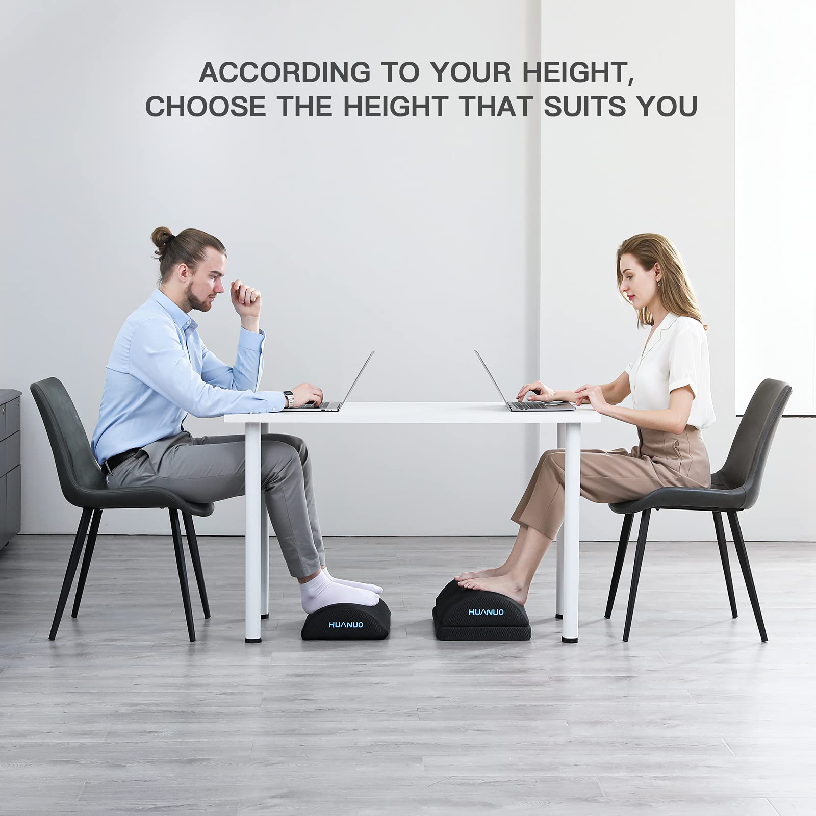 Ergonomic Foot Rest for Office & Home - HUANUO Under Desk Footrest for Comfortable Work & Travel