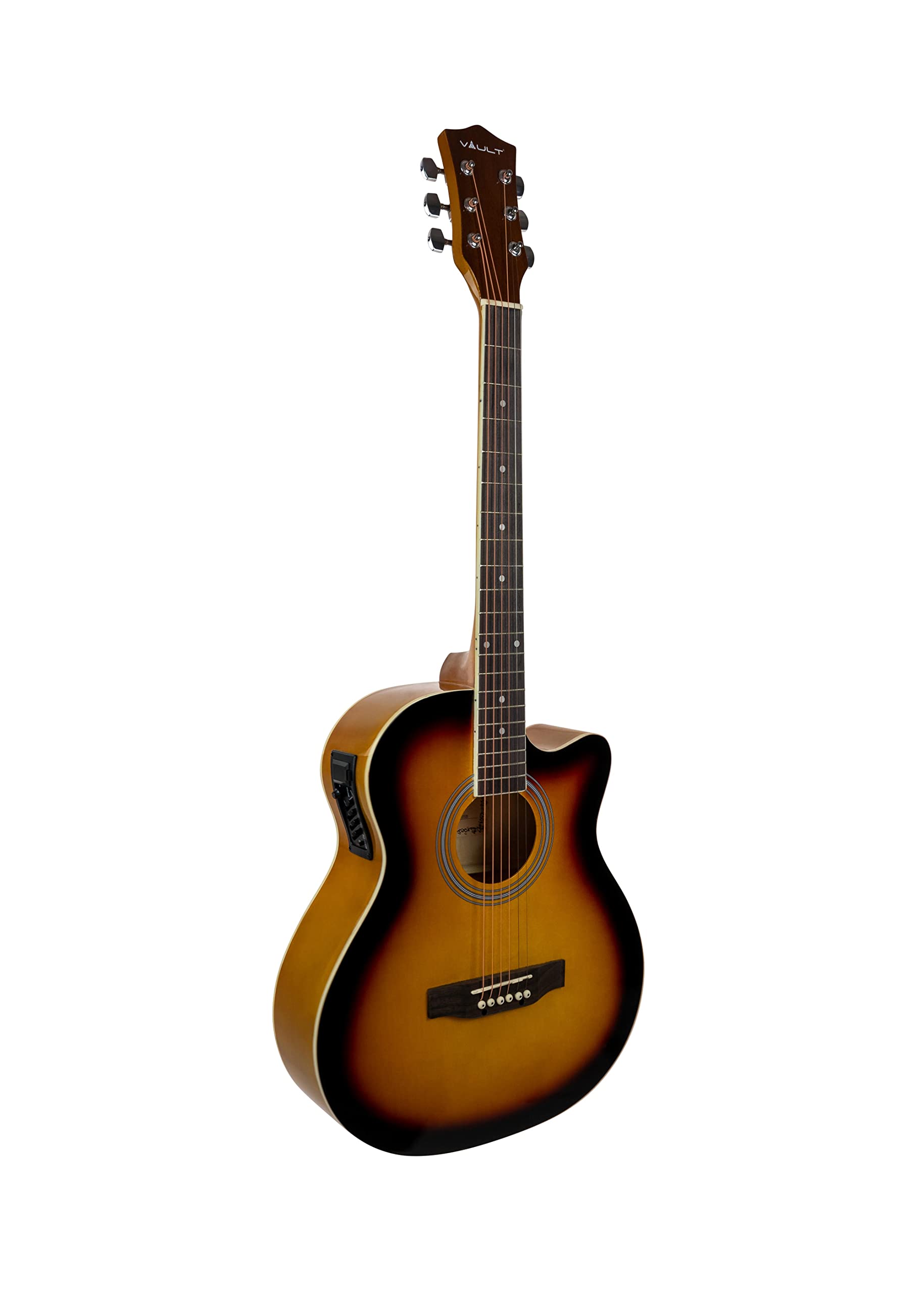 Vault EA-20CE Cutaway Acoustic-Electric Guitar Sunburst Bundle with Gig Bag, Tuner, Strap, Strings, Cable, Picks, DVD & Cloth - Perfect for Live Performances, Studio Recording & Traveling Musicians