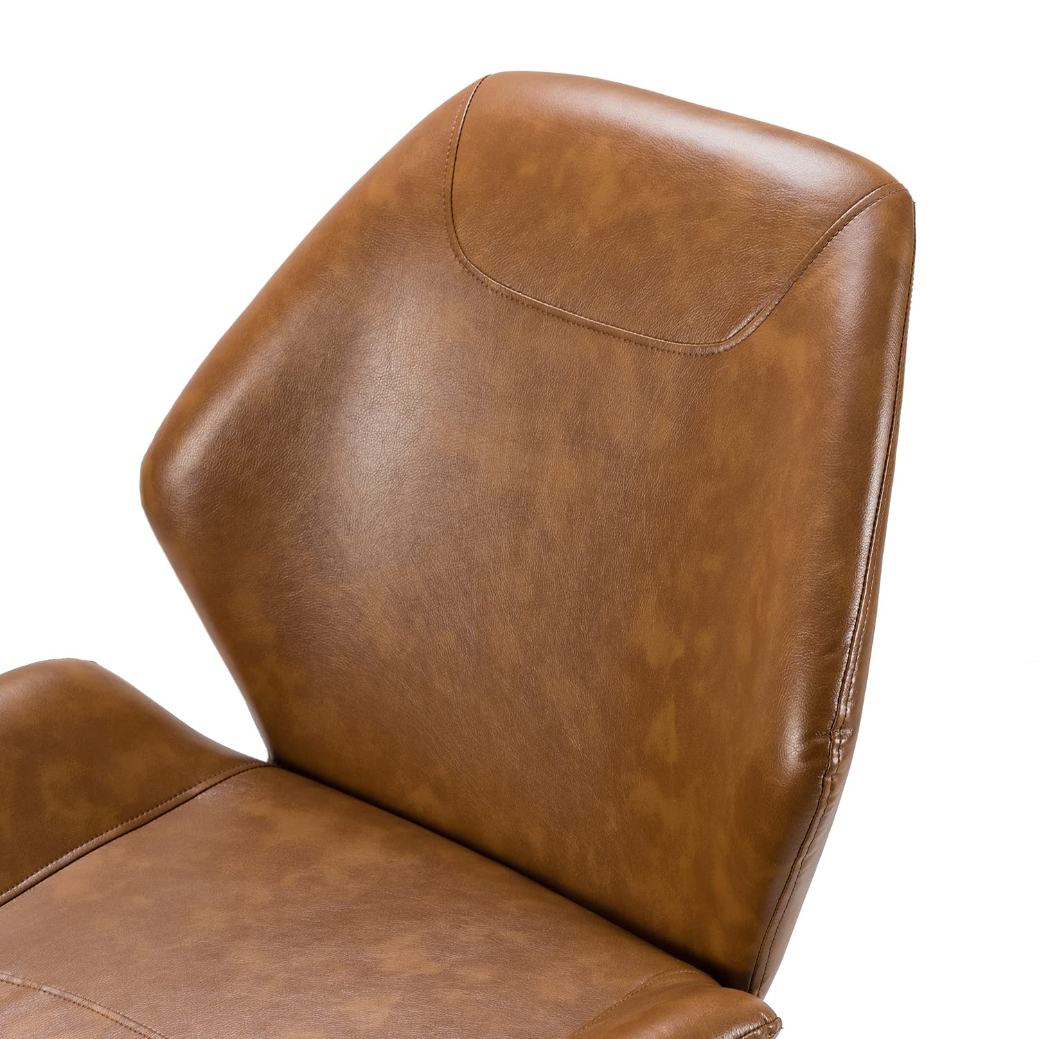 HULALAHOME PU Leather Office Chair Armless - Ergonomic Mid-Back Desk Chair with 5 Rolling Casters for Home Office, Study & Living Room - Camel Color Comfortable Seating Solution