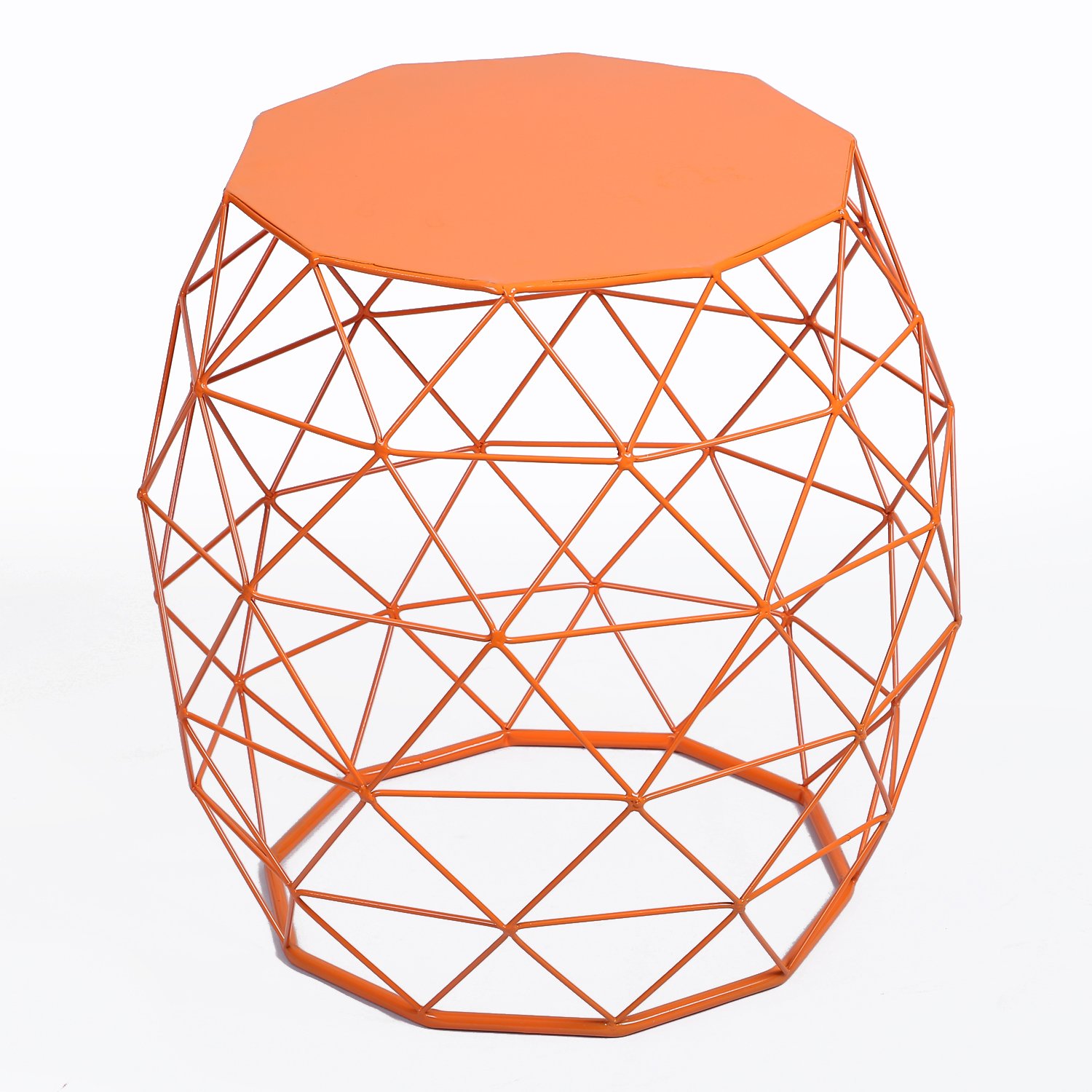 Modern 18-inch Accent Side Table for Living Room & Outdoor - Sturdy End Table, Plant Stand, Coffee Table in Vibrant Orange Red - Perfect for Patio, Garden, or Home Decor