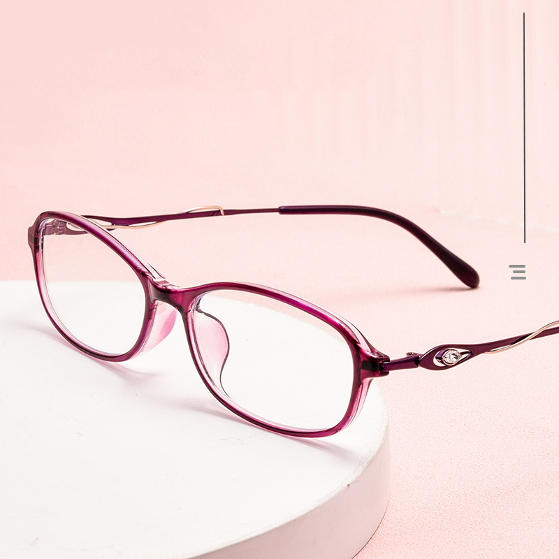 Women's Round Frame Anti Blue Light Reading Glasses with Diamond Accents - Comfortable & Stylish for Work, Screen Time & Reading