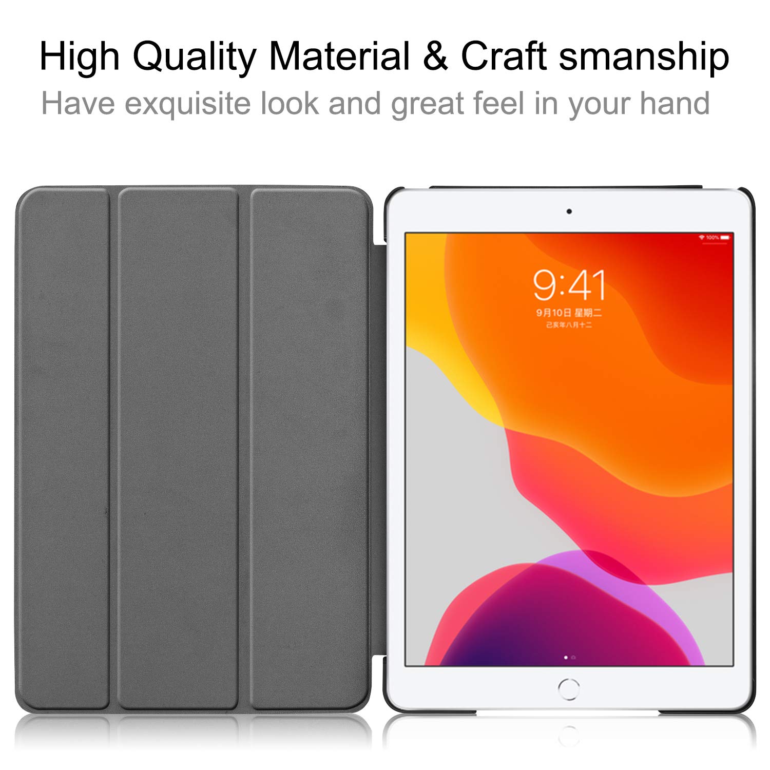 Slim Lightweight Protective Case for iPad 8th/7th Generation 10.2 Inch (2020/2019) - Auto Sleep/Wake Trifold Stand Cover - Navy Blue | Perfect for Work, Study & Travel