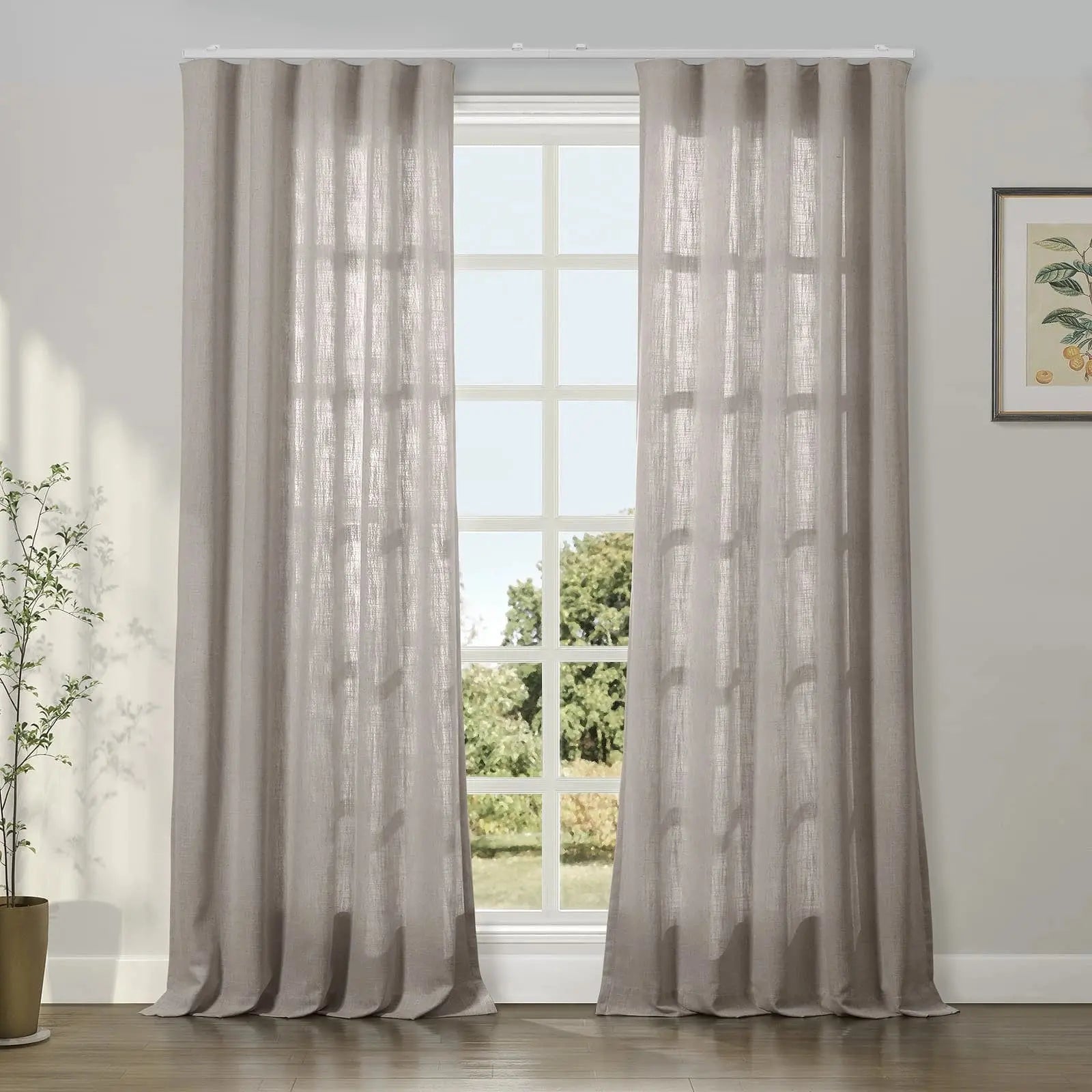 Liz Linen Ripple Fold Drapery Curtains - Elegant Window Treatments for Living Room & Bedroom Decor