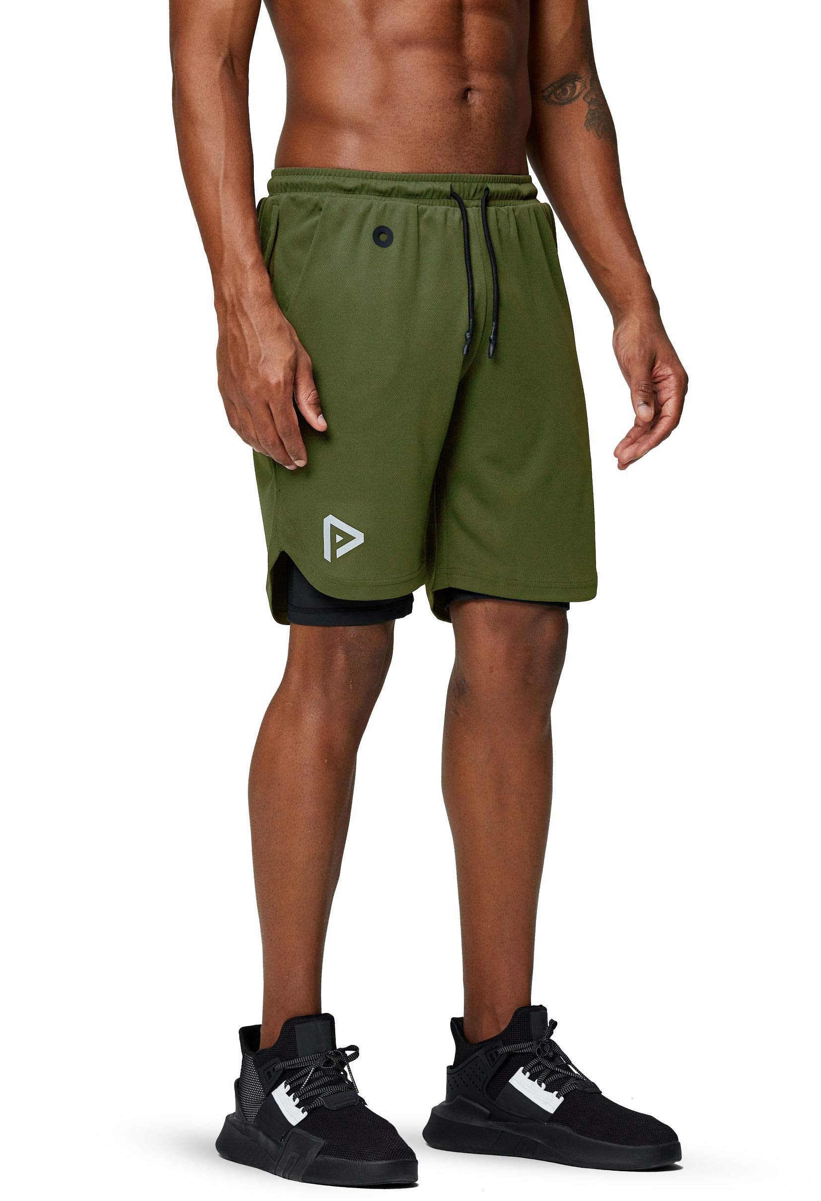 Pinkbomb Men's 2-in-1 Running Shorts with Phone Pocket - Quick Dry Gym Workout Shorts for Men | Perfect for Jogging, Training & Outdoor Activities